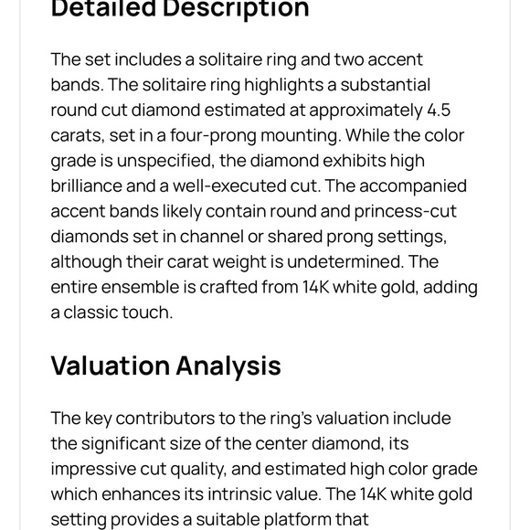 Elegant 14 kt white gold 4.56 lab grown diamonds 3 ring set - Picture 4 of 4